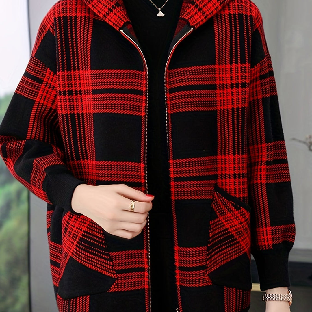 Hooded Checked Zip Jacket