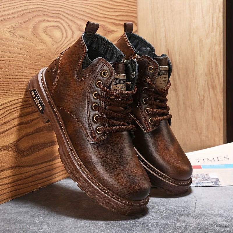 Rugged High-Top Lace-Up Boots