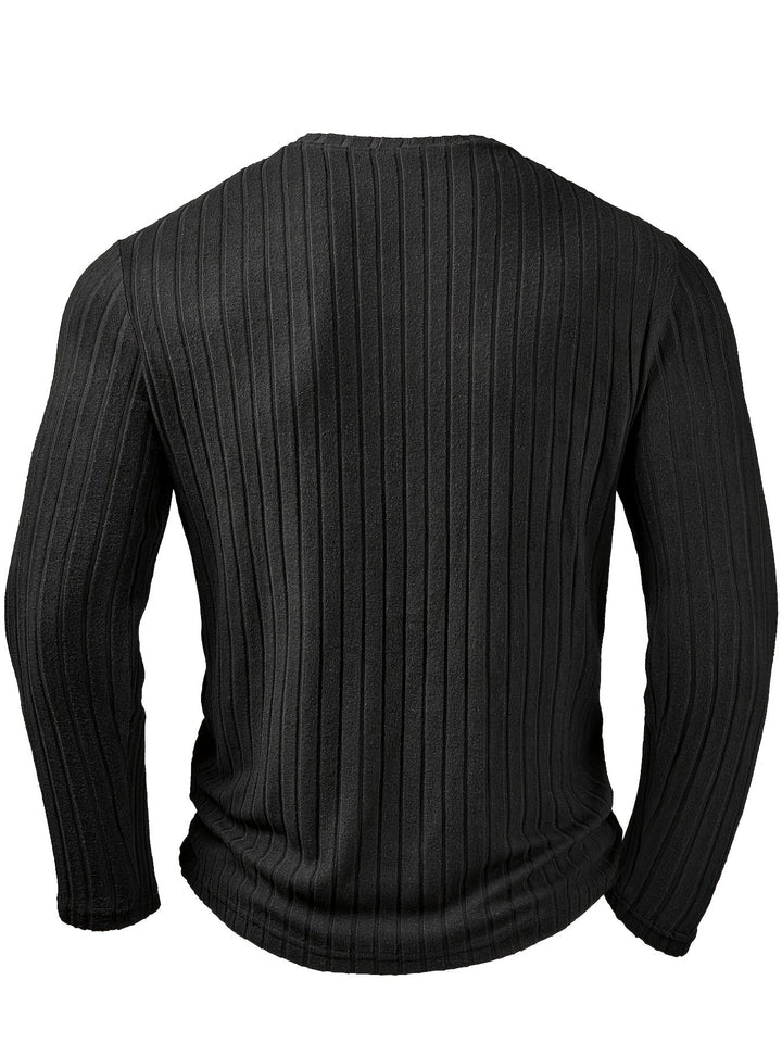 Ribbed V-Neck Long Sleeve Top