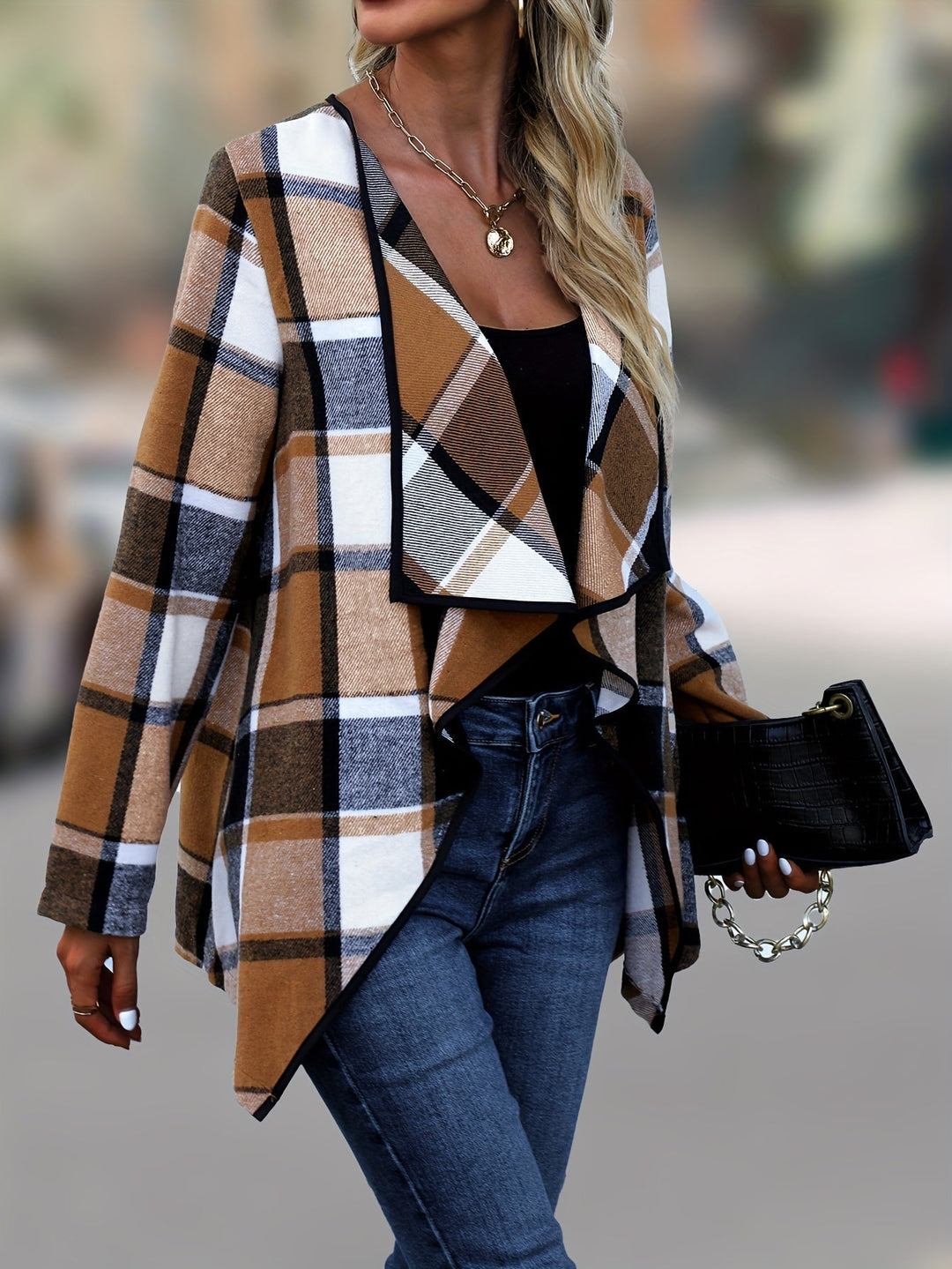 Draped Plaid Jacket