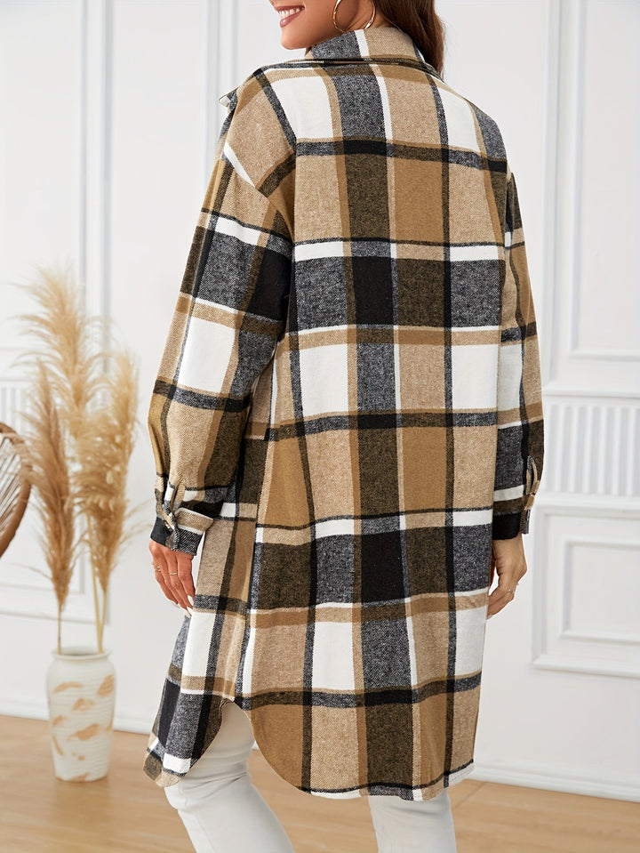 Longline Plaid Coat