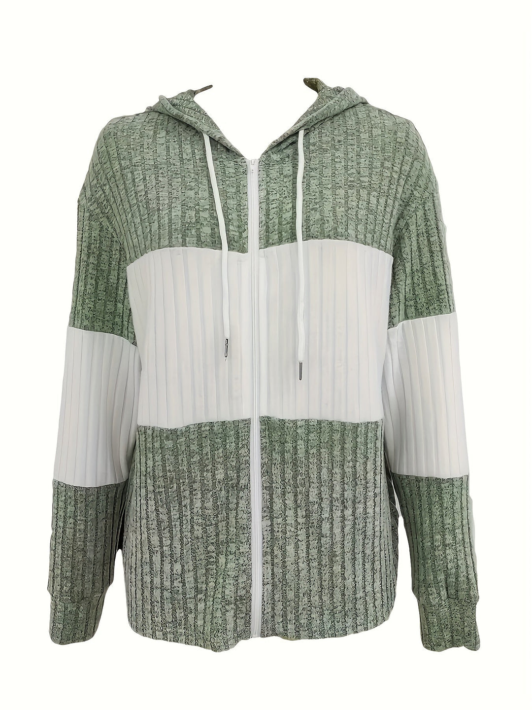 Cozy Color-Block Zip-Up Hoodie