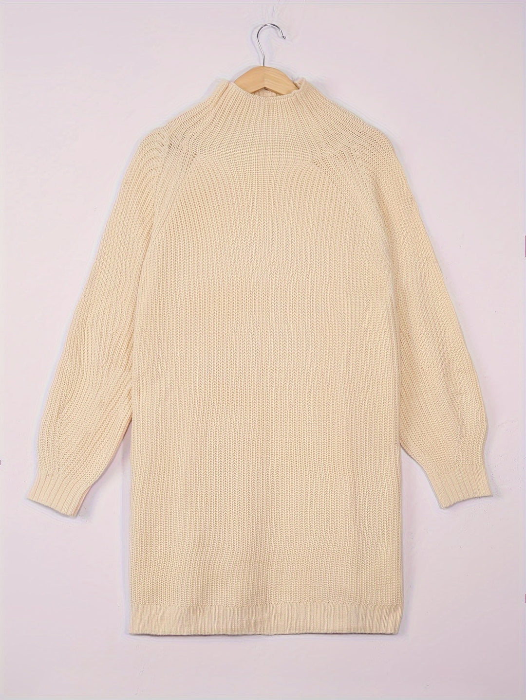 Relaxed Half-Turtleneck Sweater Dress