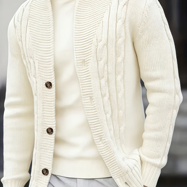 Cable-Knit Button Cardigan