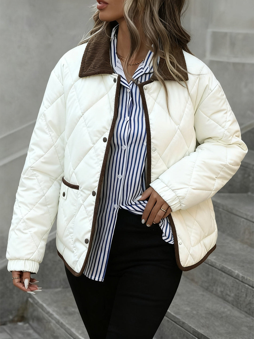 Diamond-Quilted Padded Jacket