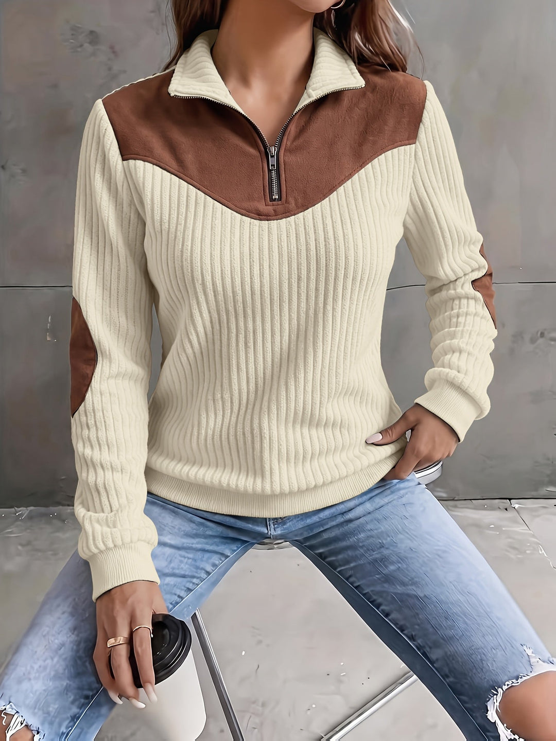 Ribbed Quarter-Zip Sweater