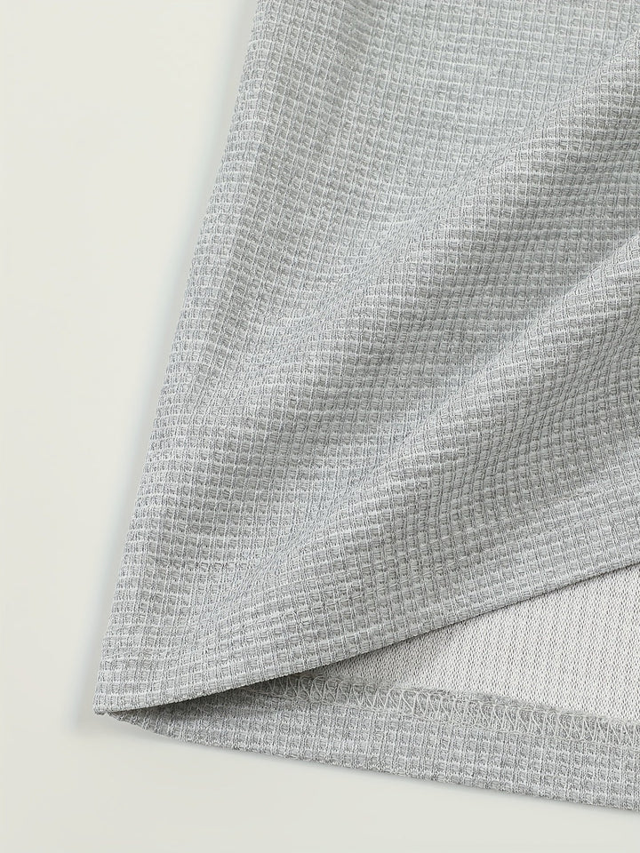 Textured Long Sleeve Henley Shirt