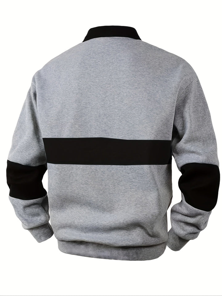 Color-Block Long Sleeve Polo Shirt