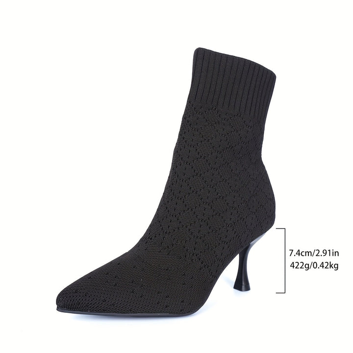 Pointed Sock-Style Ankle Boots