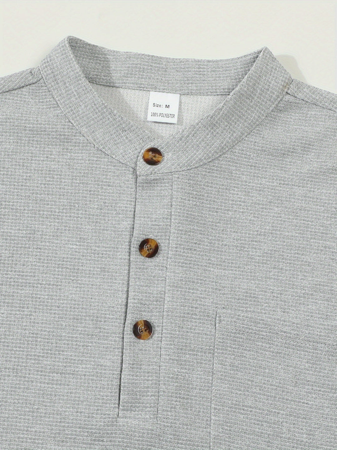 Textured Long Sleeve Henley Shirt