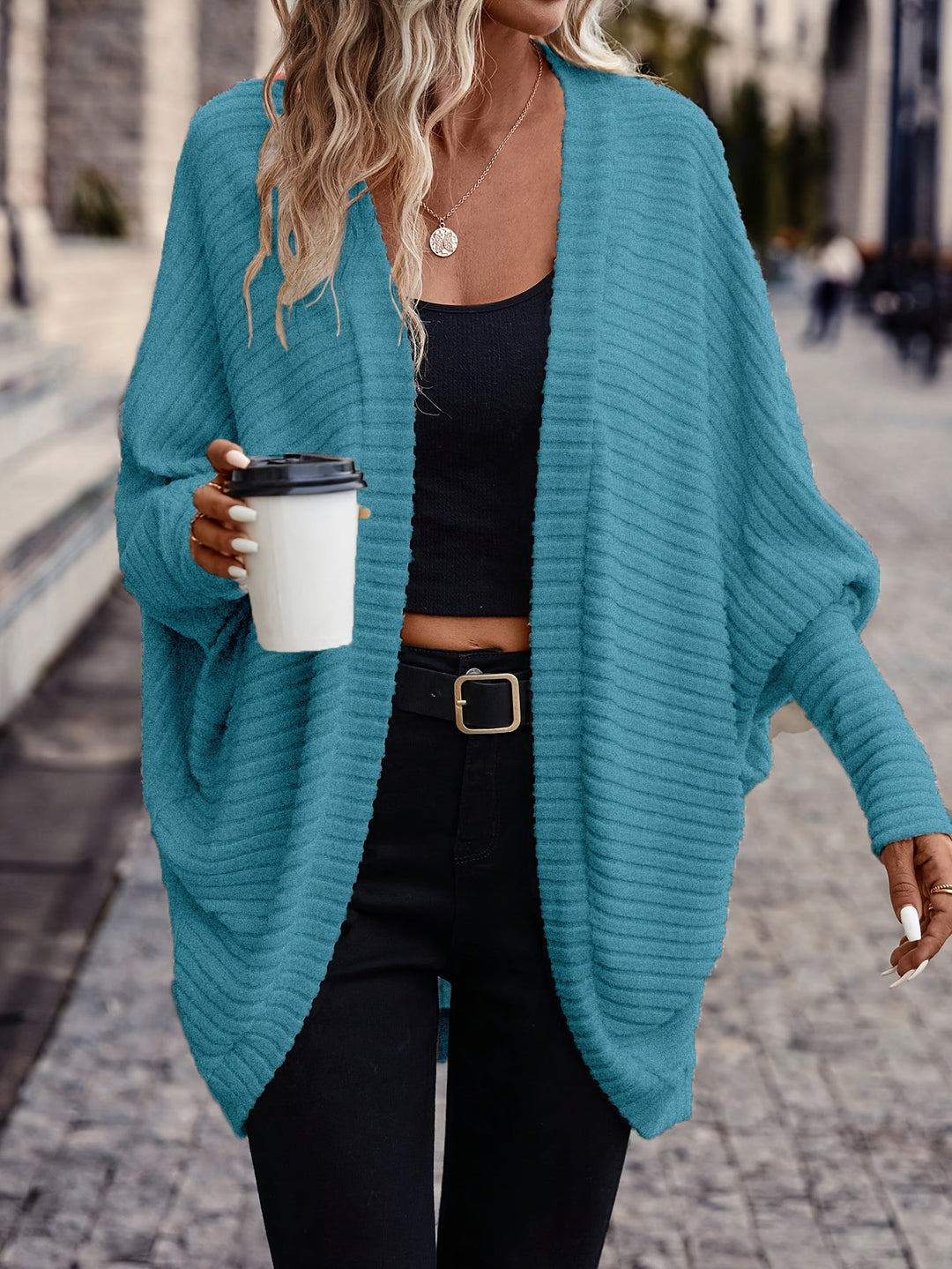 Relaxed Open-Front Cardigan