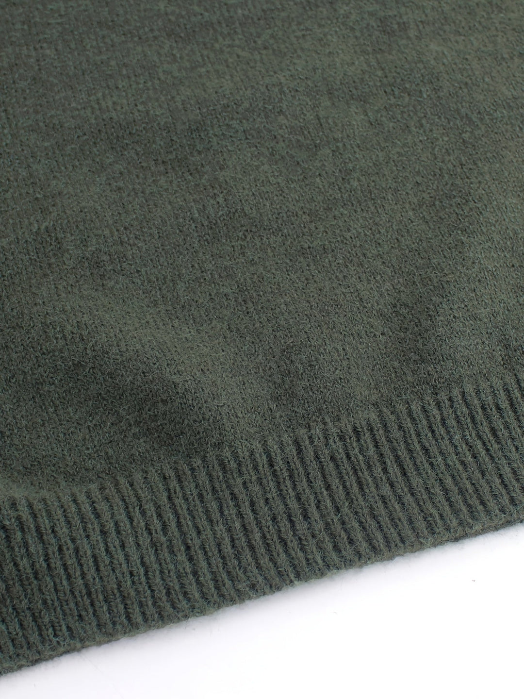 Striped-Cuff Ribbed Sweater