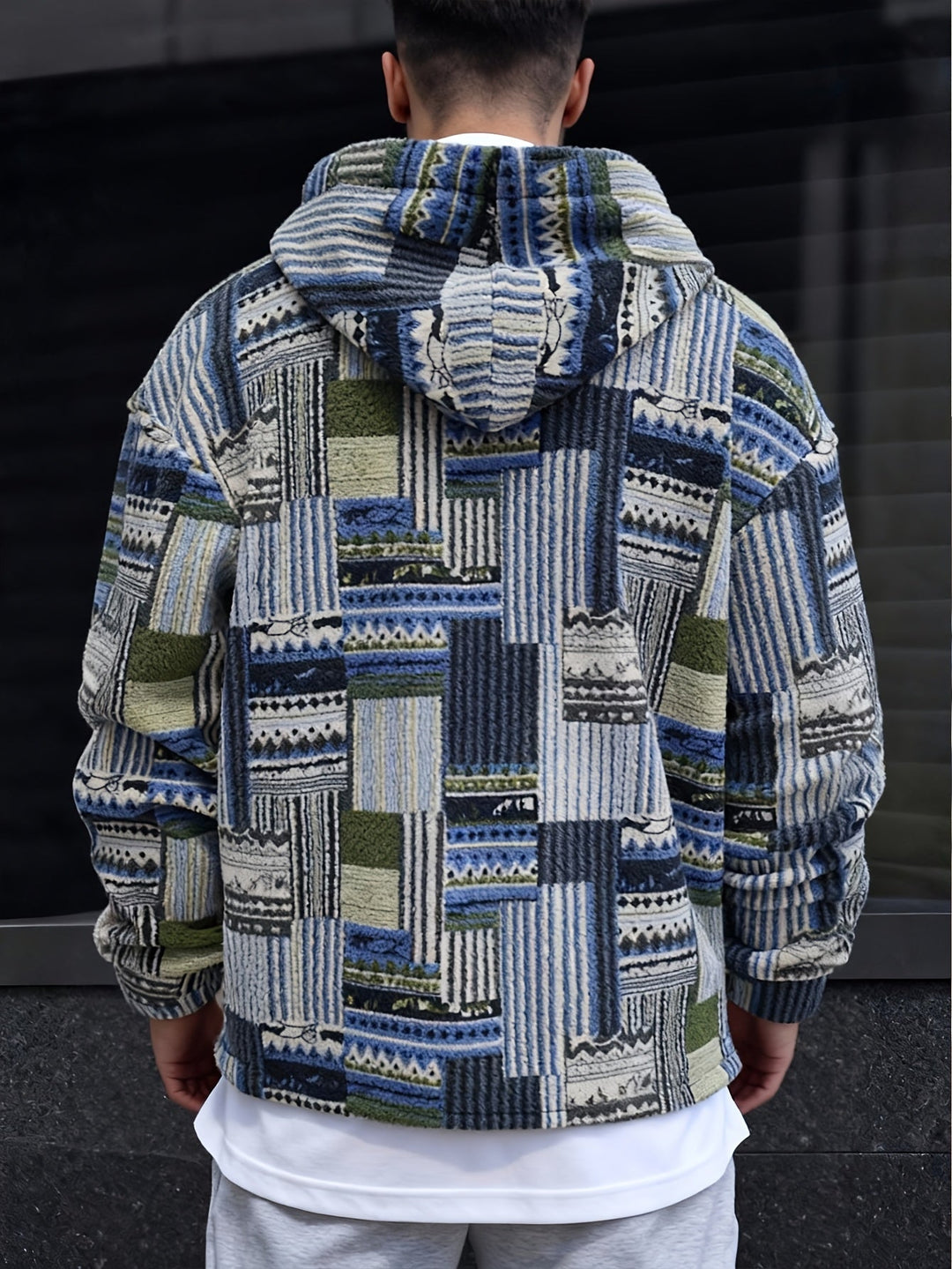 Patterned Quarter-Zip Sweater
