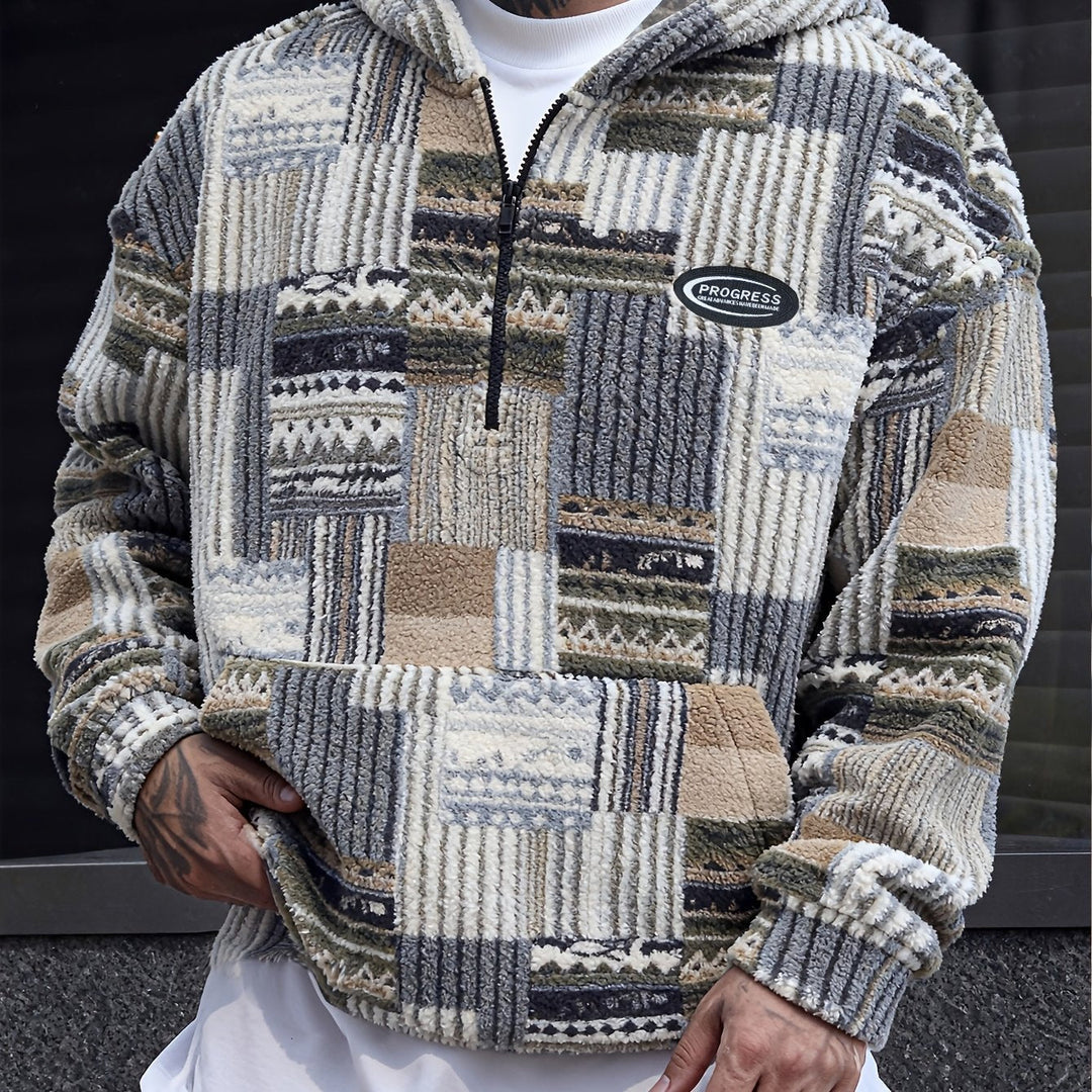 Patterned Quarter-Zip Sweater