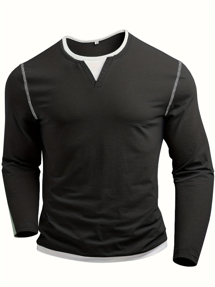Refined Notch-Neck Henley Shirt