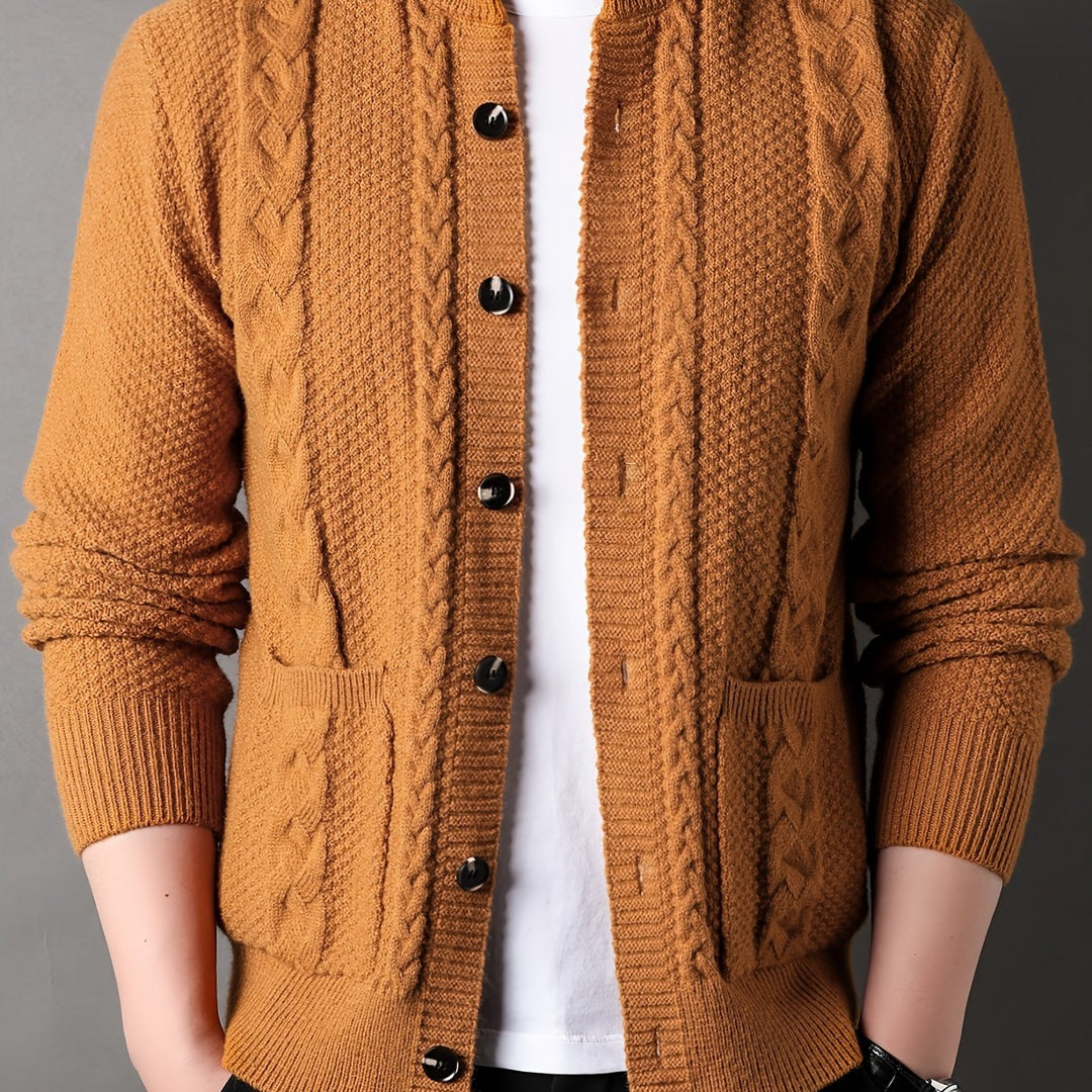 Textured Button-Front Cardigan