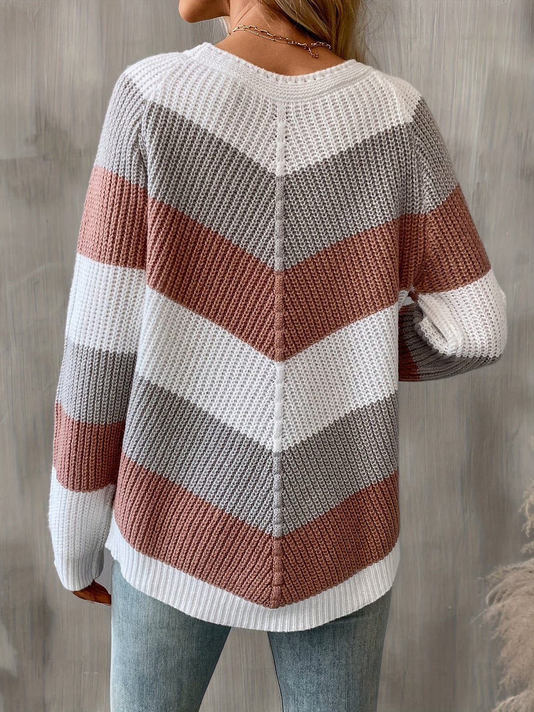 Colorblock Chevron Knit Sweater