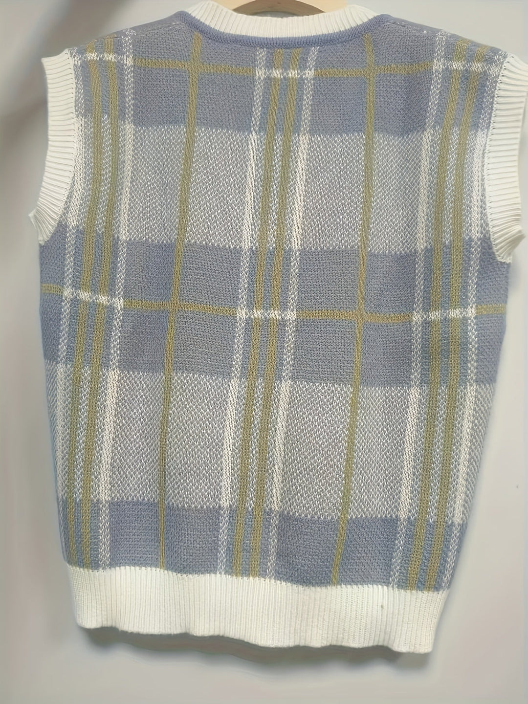 Vintage Plaid V-Neck Sweater Vest