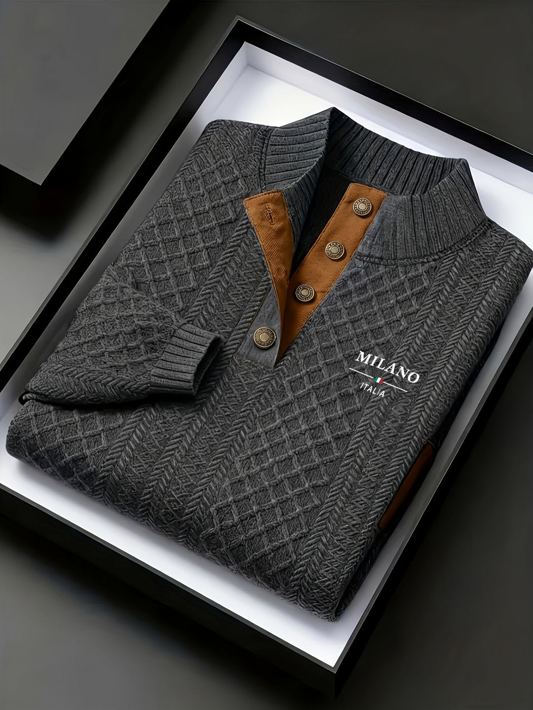 Textured Stand-Collar Sweater