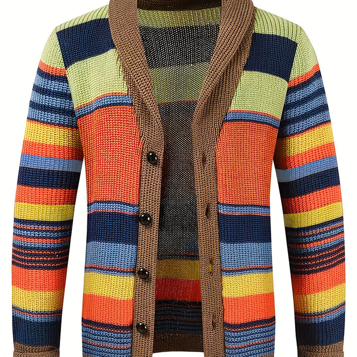Striped Shawl-Collar Cardigan