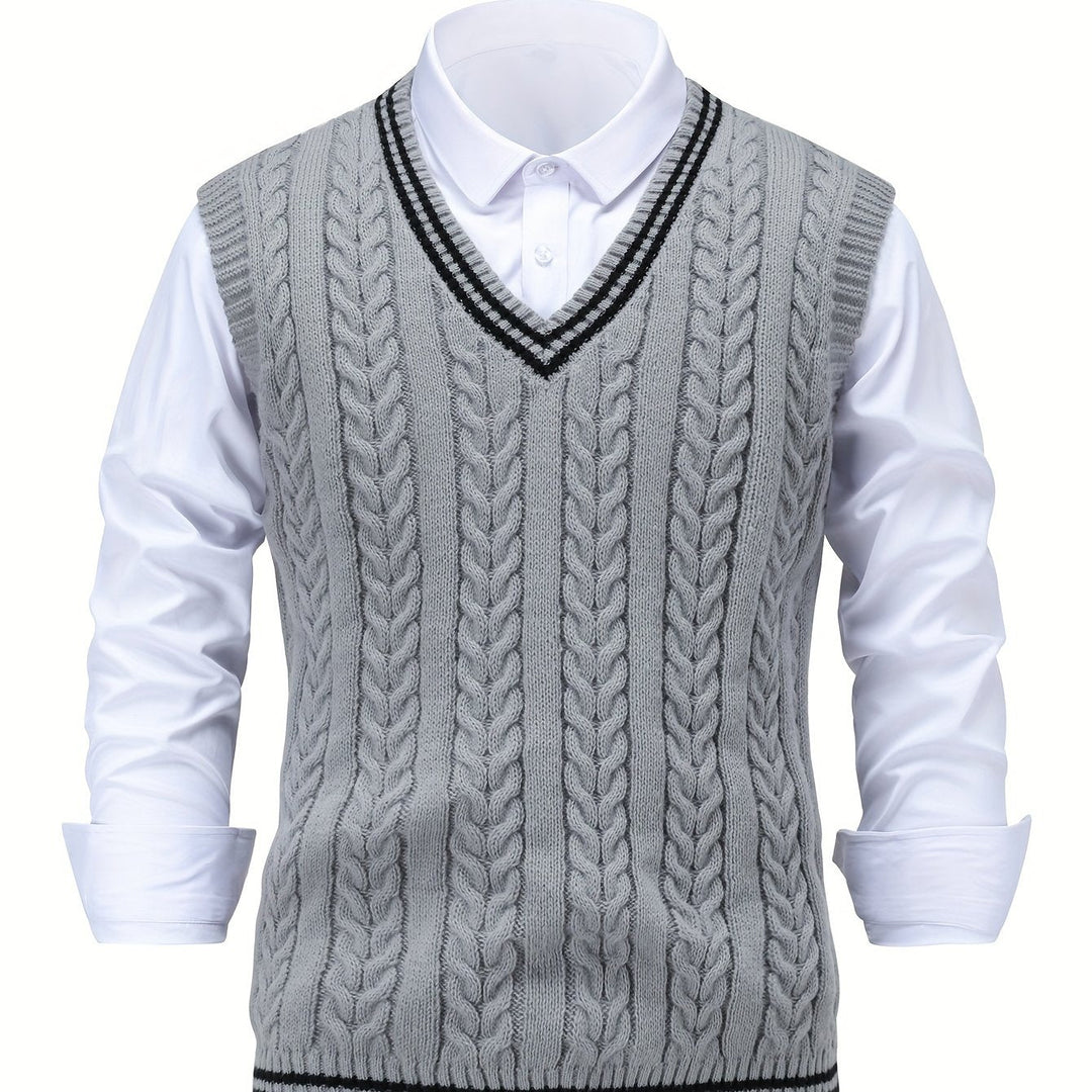 Cable-Knit V-Neck Sweater Vest