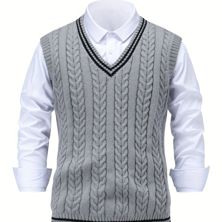 Cable-Knit V-Neck Sweater Vest