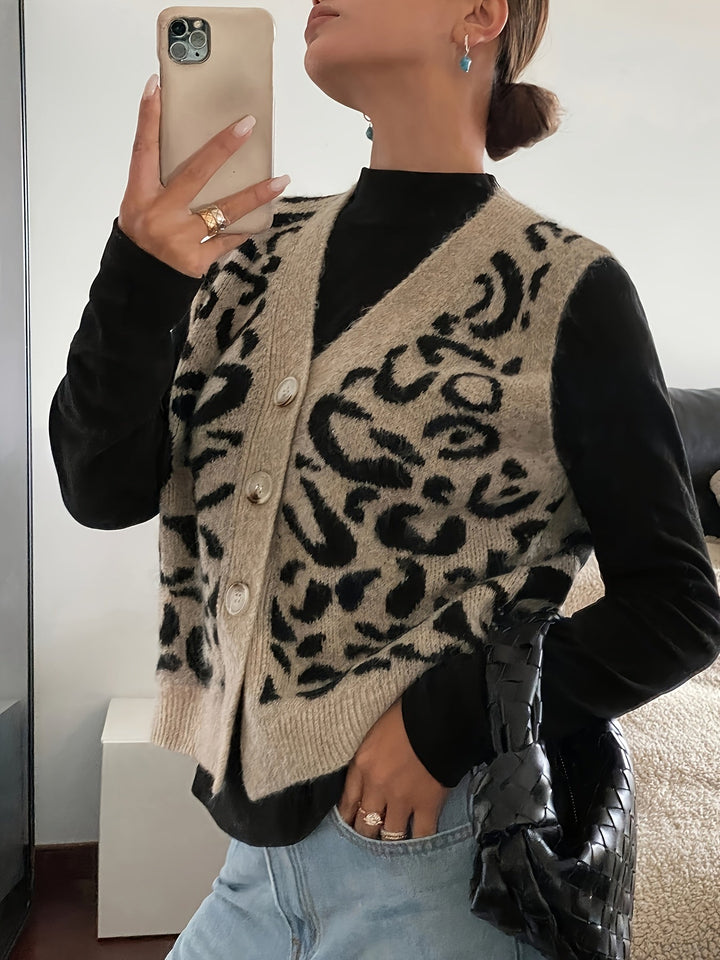 Patterned Button-Front Vest