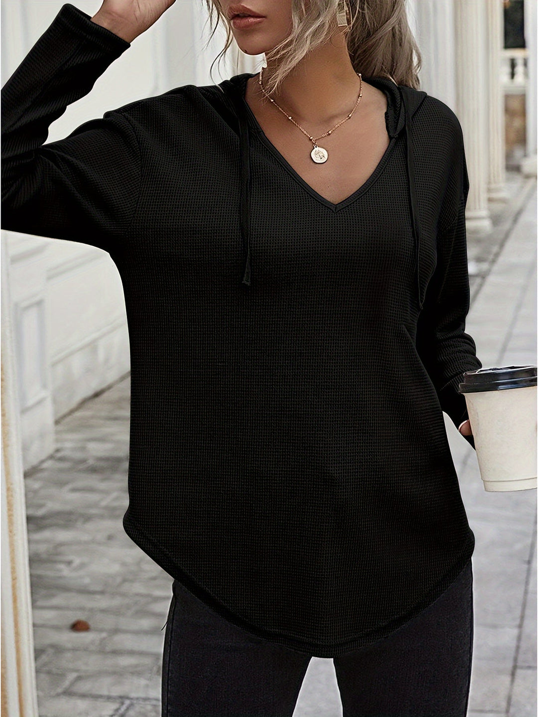 Relaxed V-Neck Hoodie