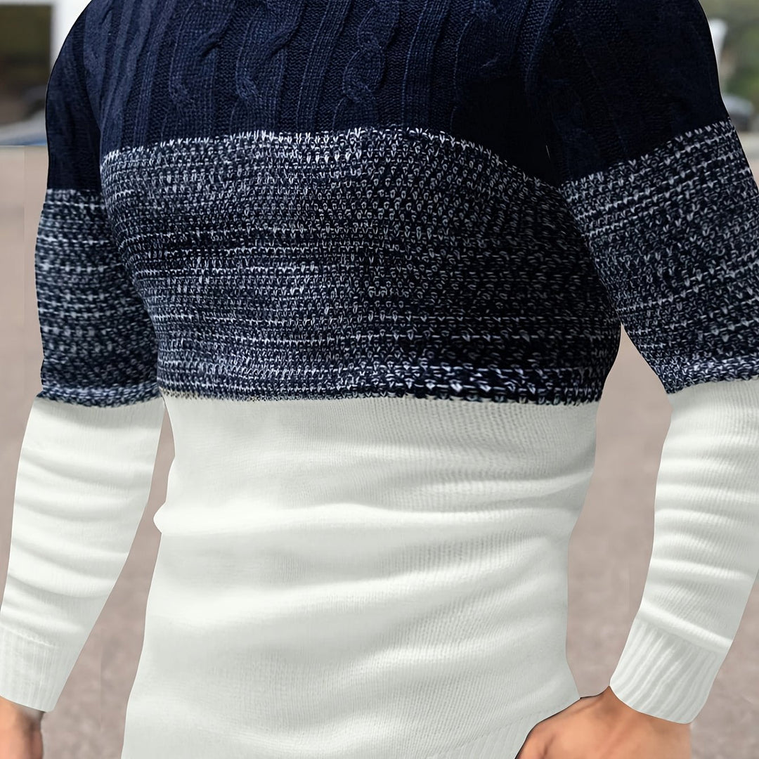 Color-Block Crew Neck Sweater