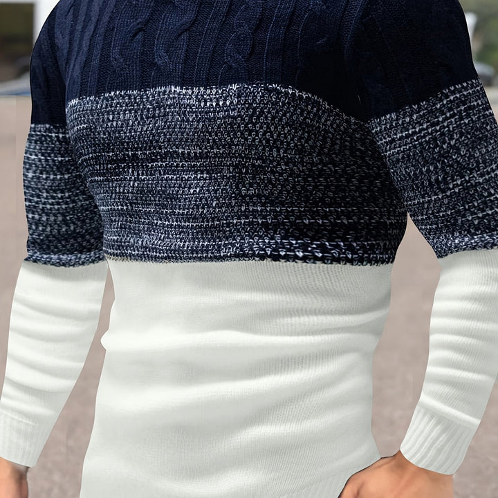 Color-Block Crew Neck Sweater