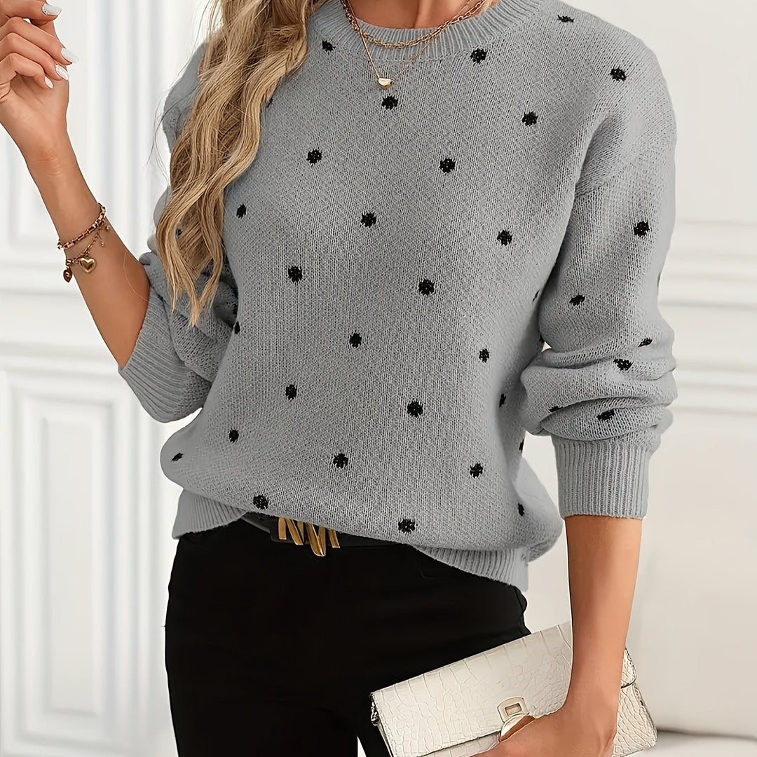 Polka Dot Crew Neck Sweater