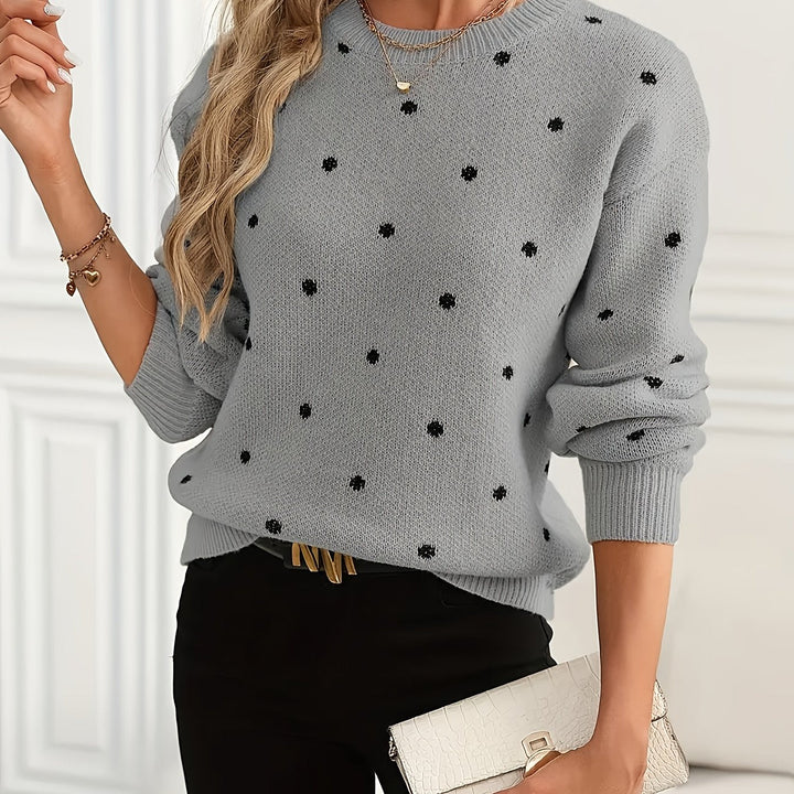 Polka Dot Crew Neck Sweater