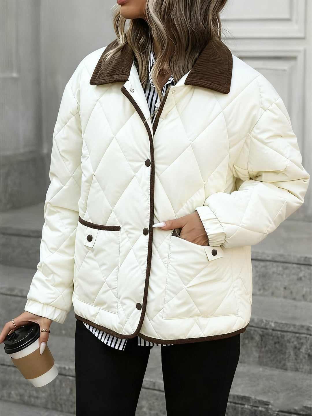 Diamond-Quilted Padded Jacket