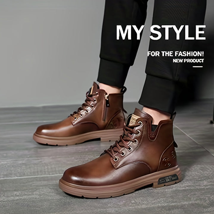 Rugged High-Top Lace-Up Boots