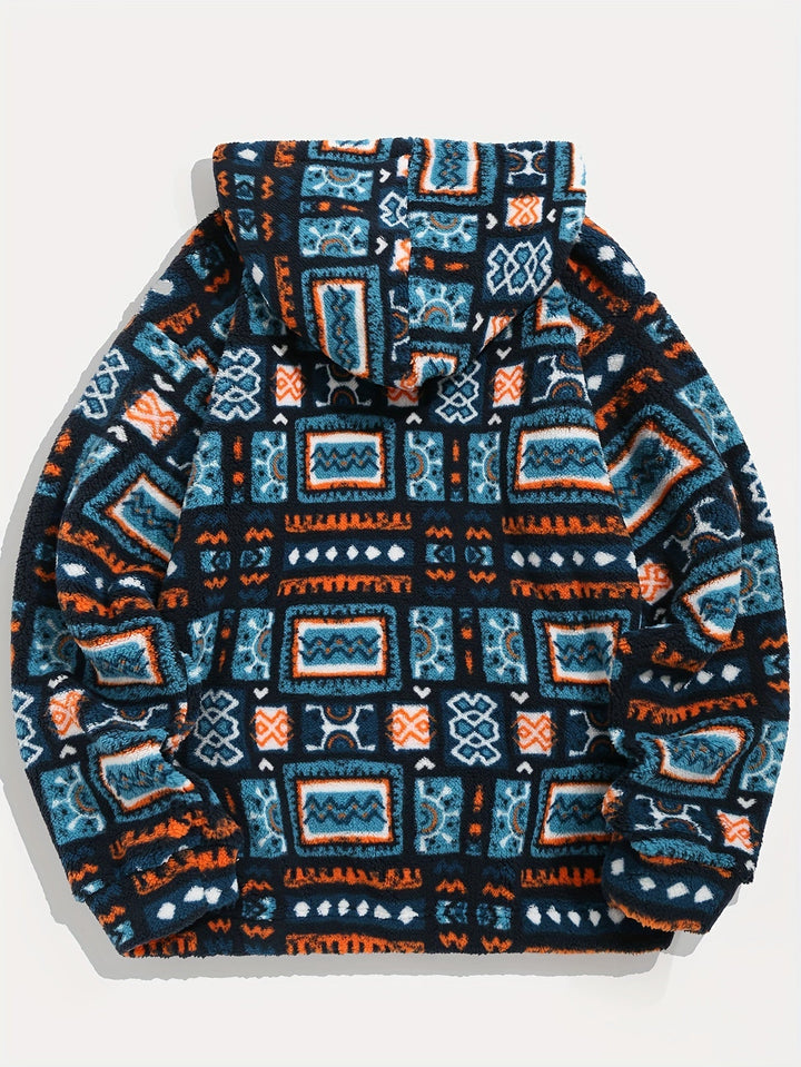 Patterned Hooded Sweatshirt
