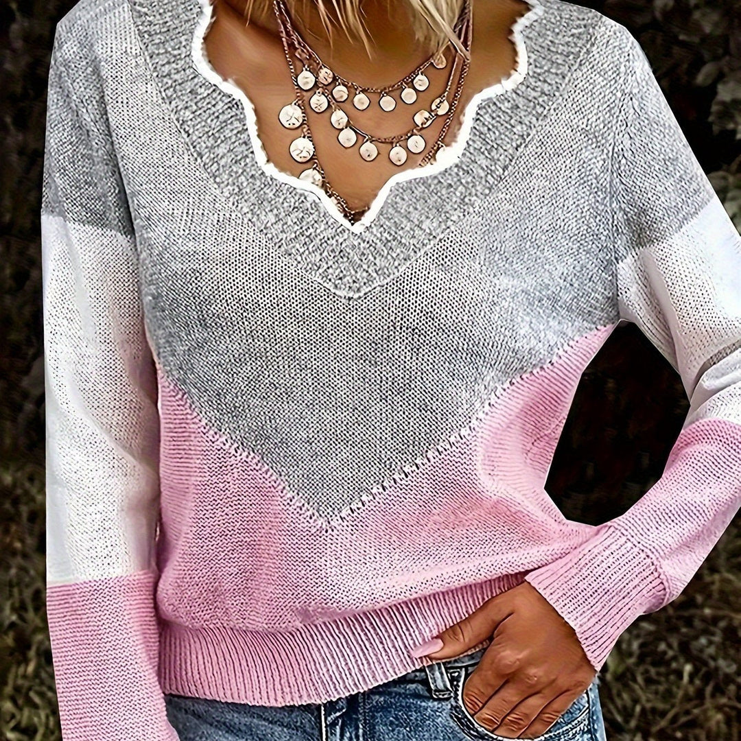 Colorblock V-Neck Sweater