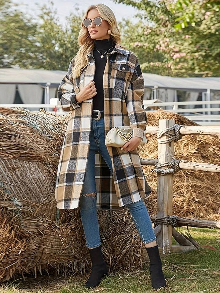 Longline Plaid Coat