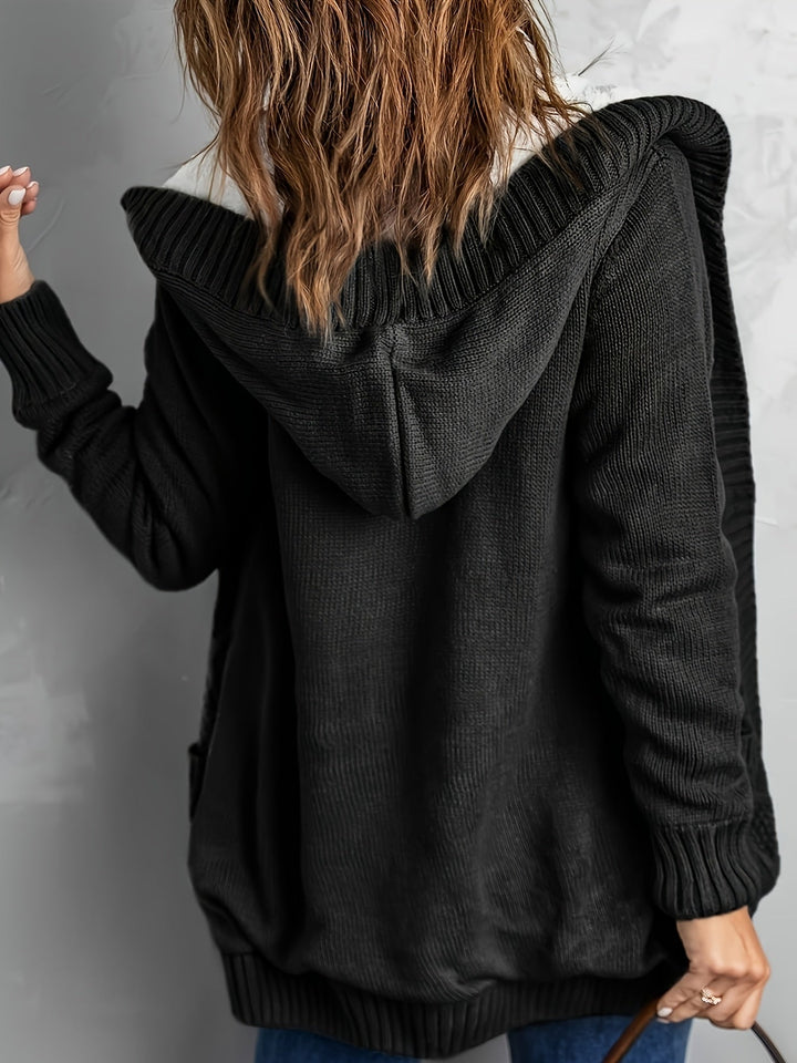 Hooded Button-Front Cardigan