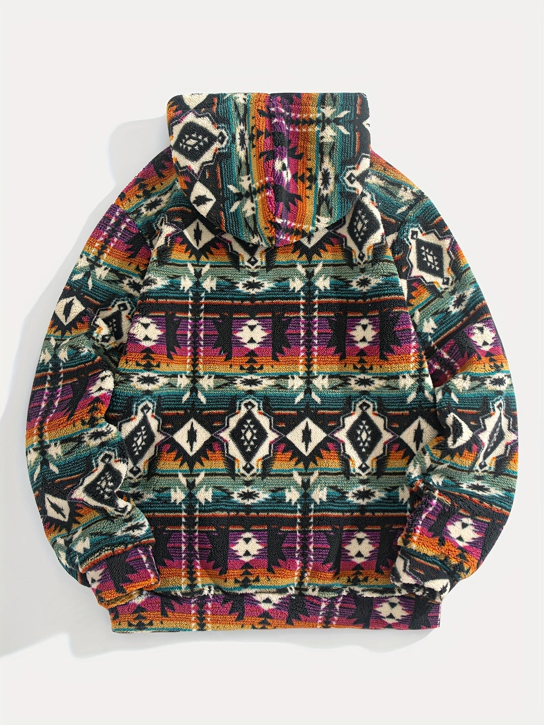 Patterned Plush Hoodie