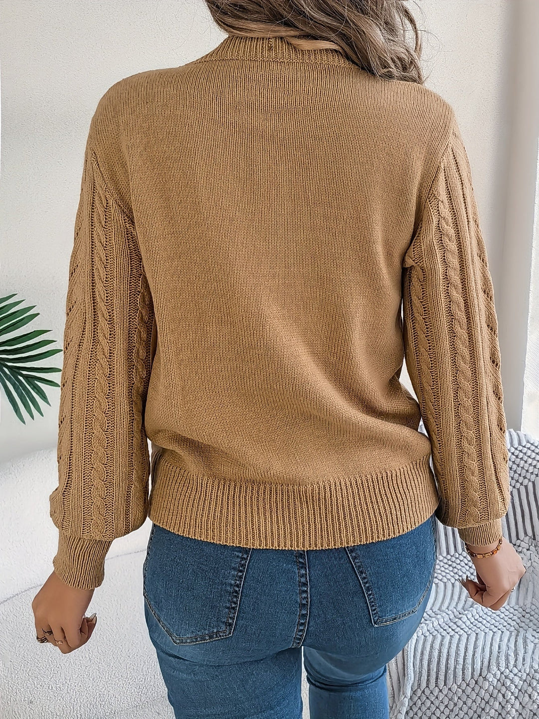 Cable-Knit Textured Sweater