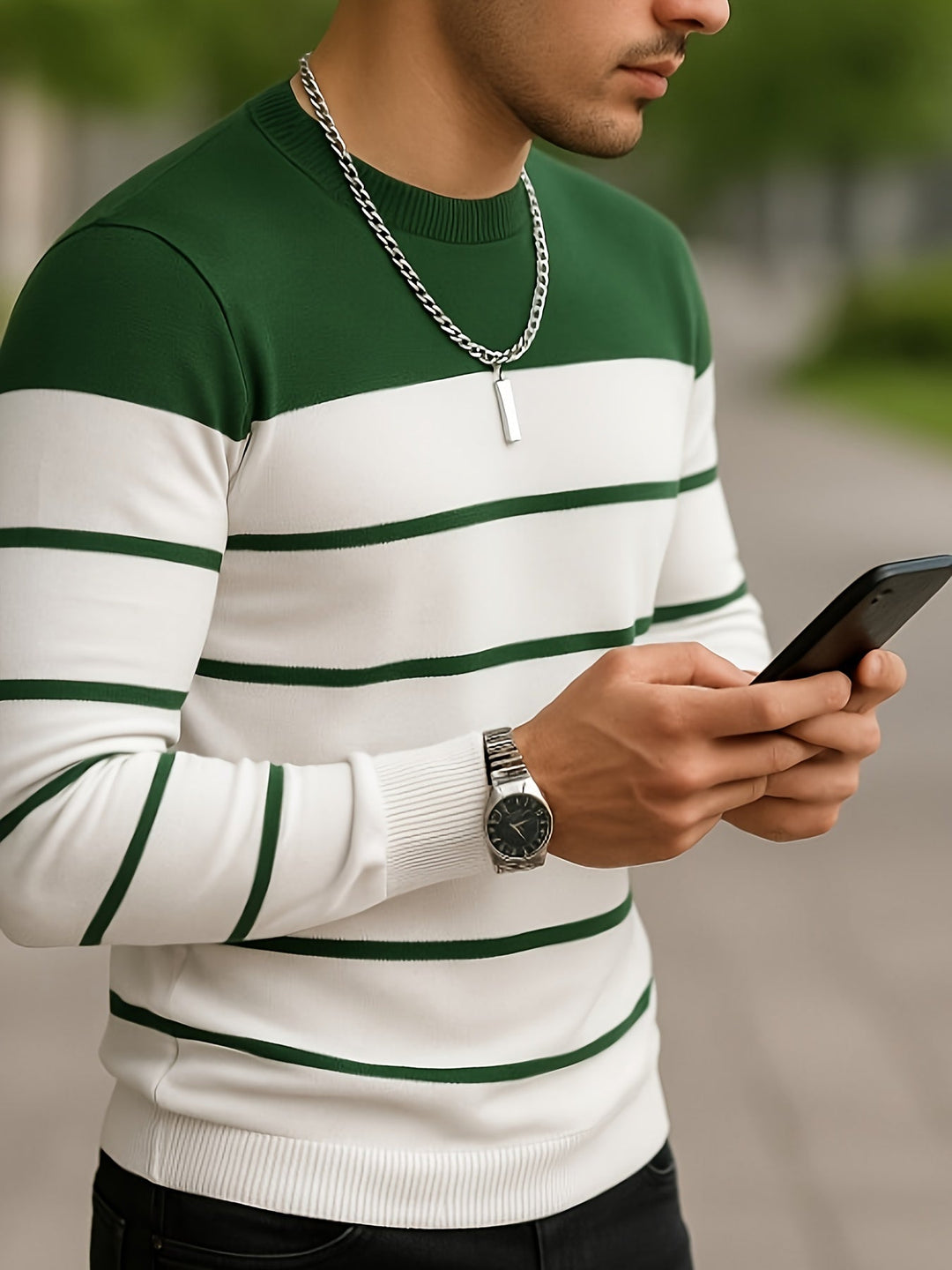 Classic Striped Crewneck Sweater