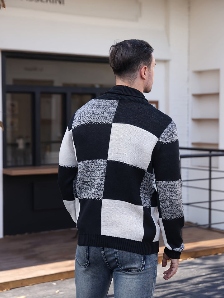 Color-Blocked Button-Up Cardigan