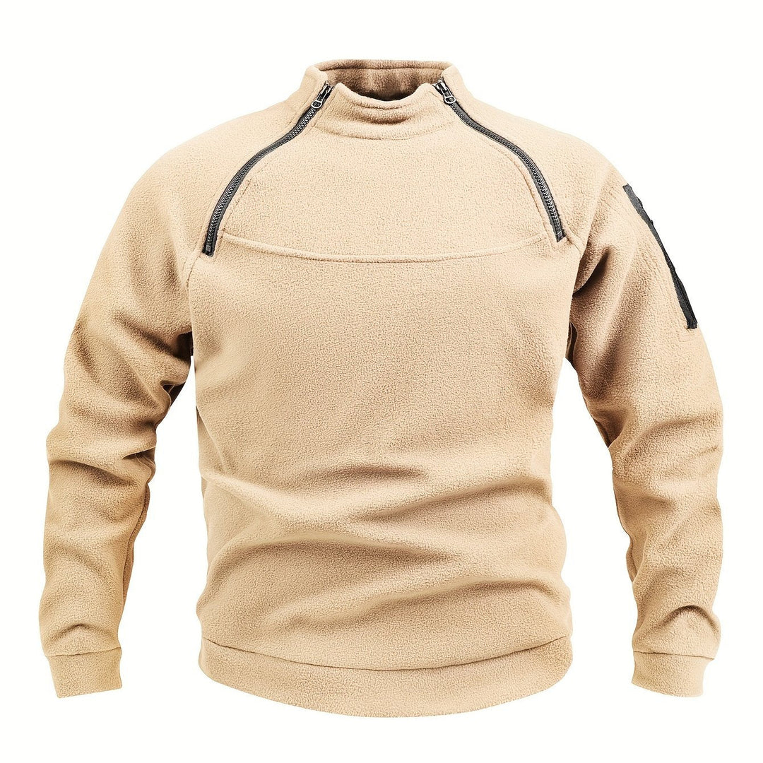 Zip-Detail Mock-Neck Sweater