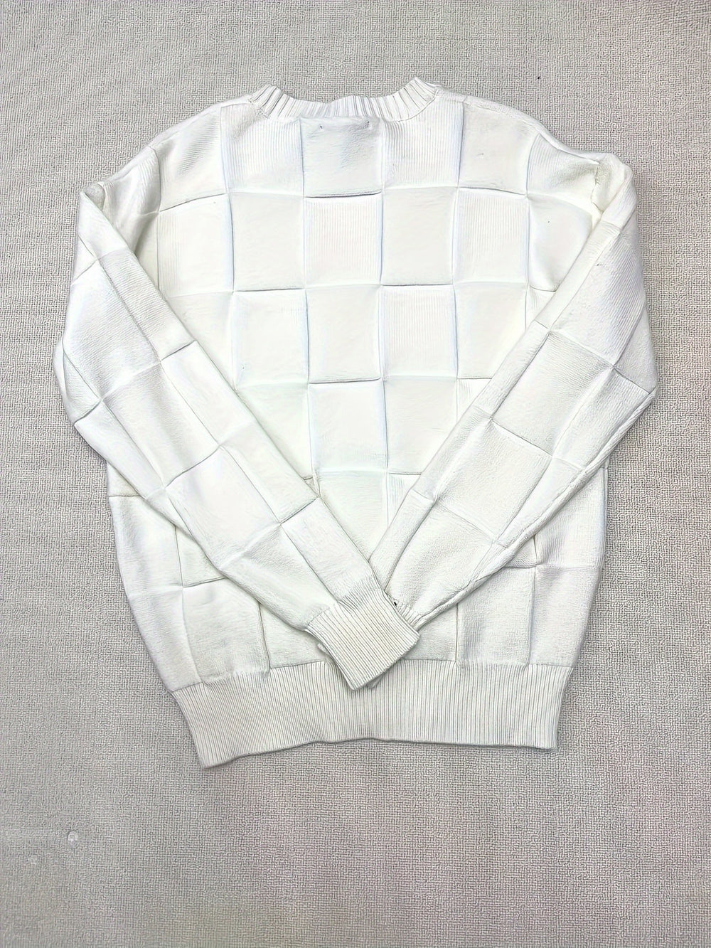 Textured Check Crewneck Sweater