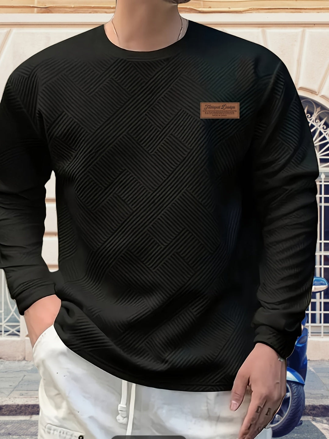 Textured Crew Neck Sweatshirt