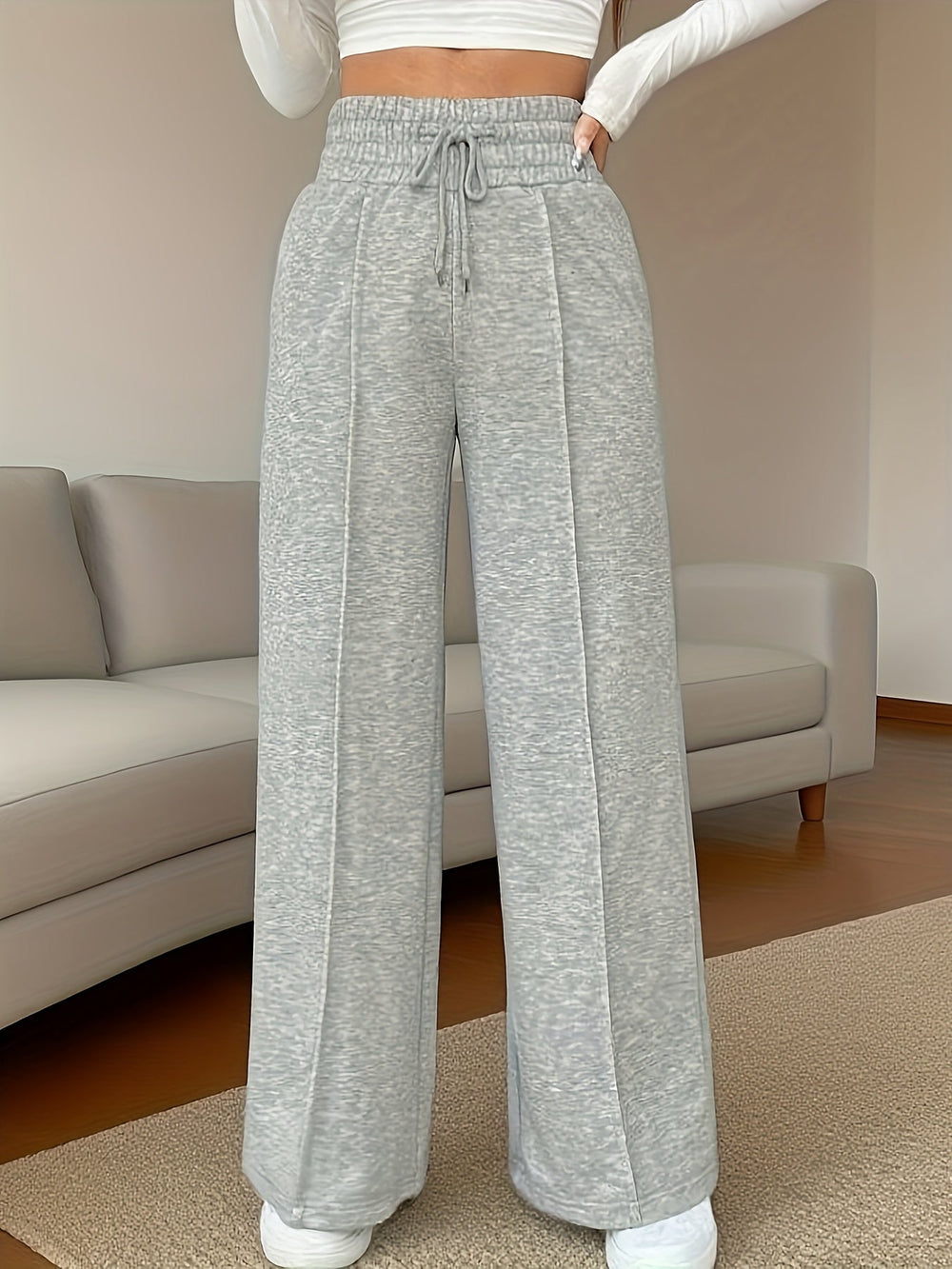 Cozy High-Waisted Wide-Leg Pants