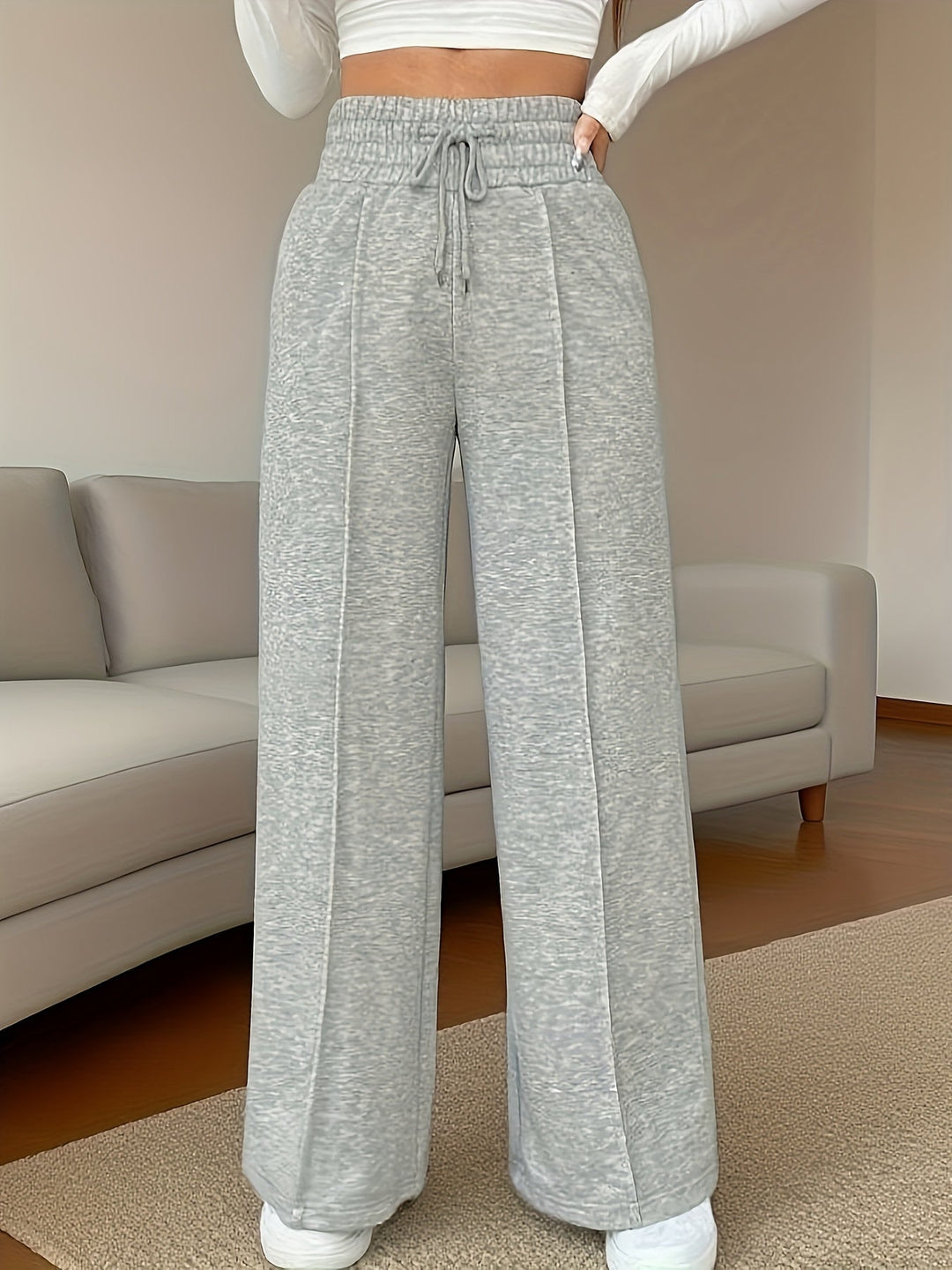 Cozy High-Waisted Wide-Leg Pants