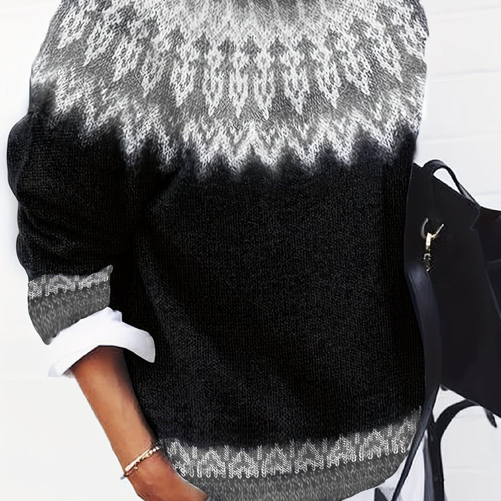 Chunky Jacquard Round Neck Sweater