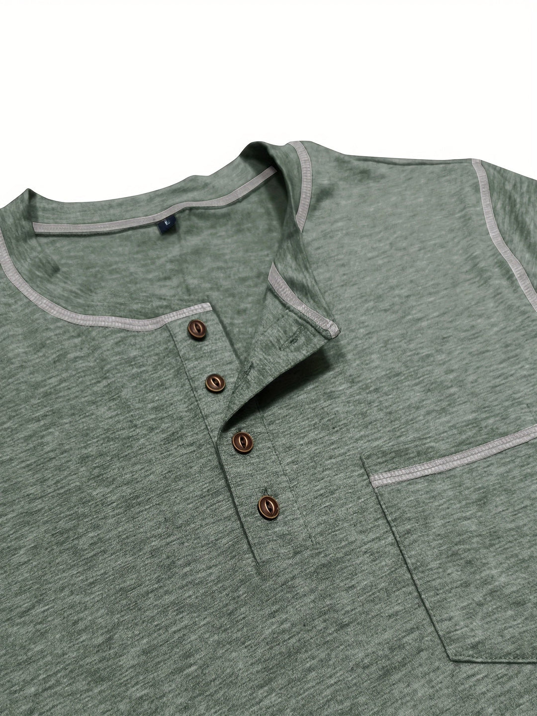 Contrast-Stitch Long Sleeve Henley