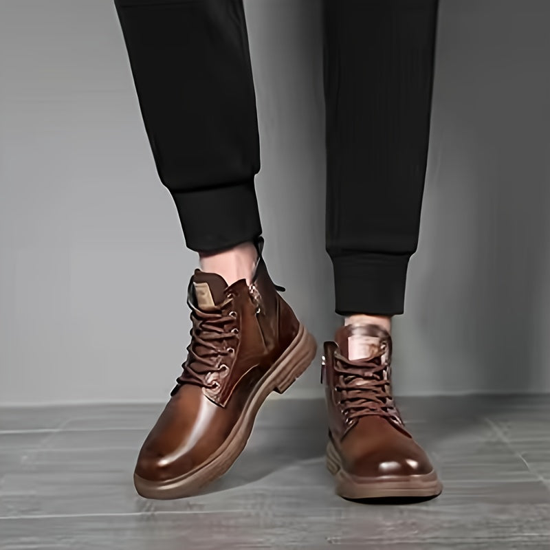 Rugged High-Top Lace-Up Boots